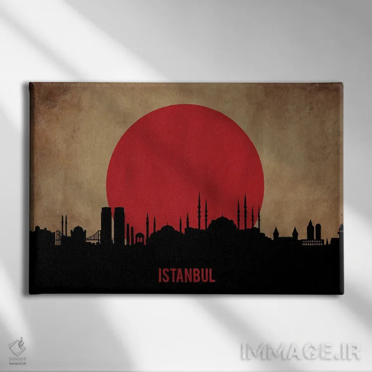 تابلو منظرهٔ شهری استانبول (اسکایلاین) اثر دورو آرت (استودیو هنری) - نمای روبهرو روی دیوار