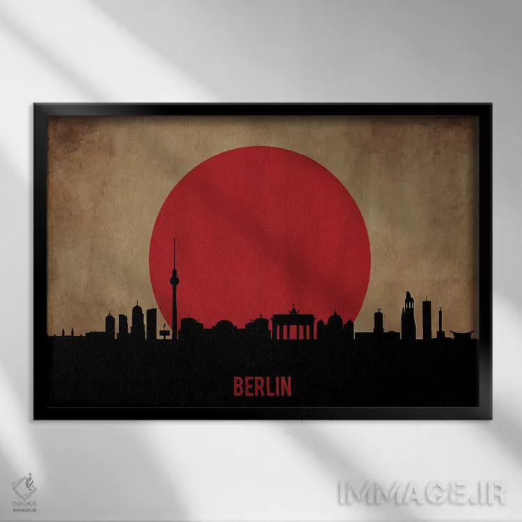 تابلو منظرهٔ شهری برلین (اسکایلاین) اثر دورو آرت (استودیو هنری) - نمای قابدار مشکی