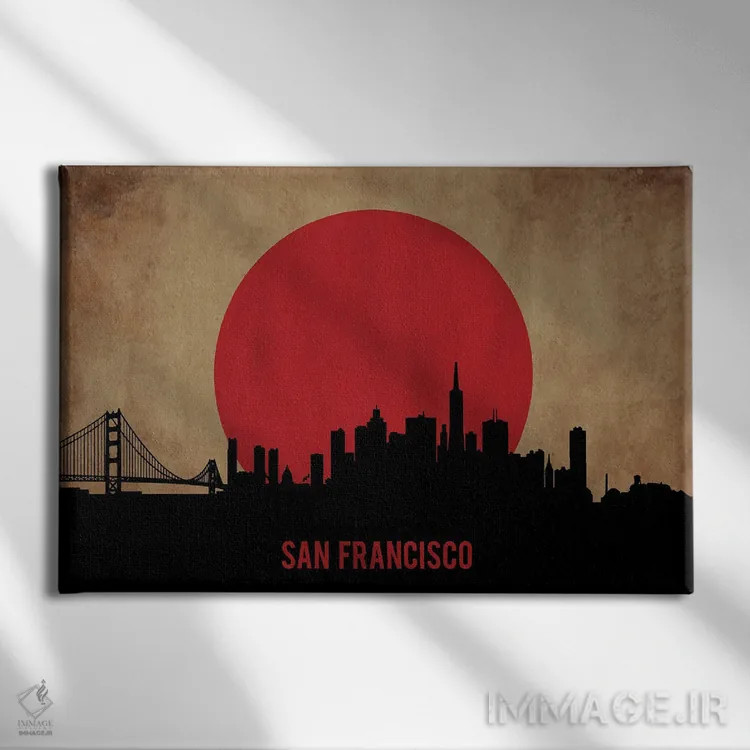 تابلو منظرهٔ شهری سان فرانسیسکو (اسکایلاین) اثر دورو آرت (استودیو هنری) - نمای روبهرو روی دیوار