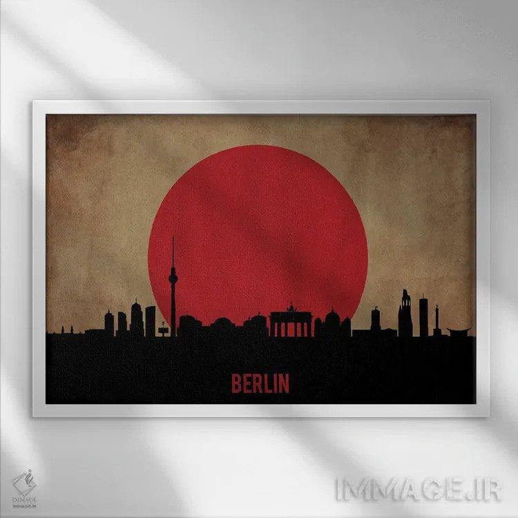 تابلو منظرهٔ شهری برلین (اسکایلاین) اثر دورو آرت (استودیو هنری) - نمای قابدار سفید