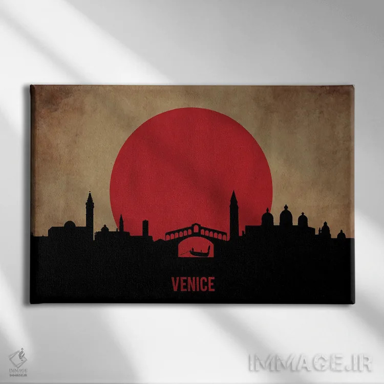 تابلو منظرهٔ شهری ونیز (اسکایلاین) اثر دورو آرت (استودیو هنری) - نمای روبهرو روی دیوار