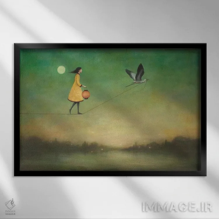 تابلو ماجراجویی ماه آبی اثر دوی هوین - نمای قابدار مشکی