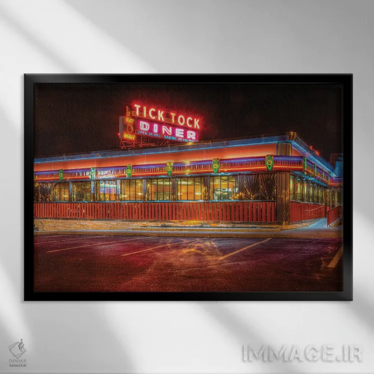 تابلو رستوران سلفسرویس اثر دیوید گارباورر - نمای قابدار مشکی