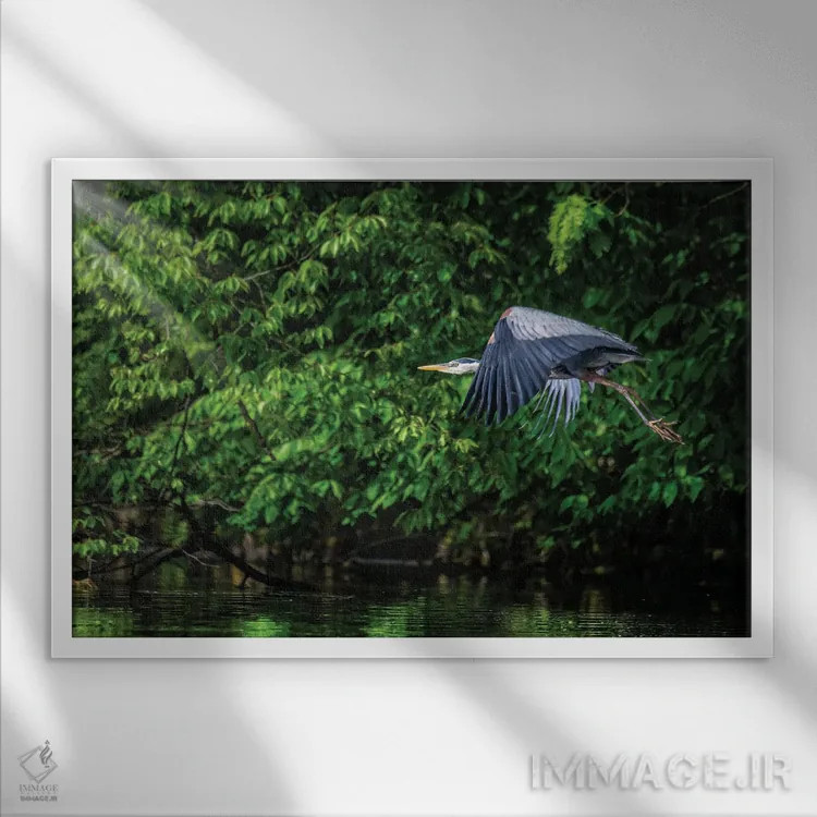 تابلو آبی بزرگ در سبز اثر دیوید گارباورر - نمای قابدار سفید