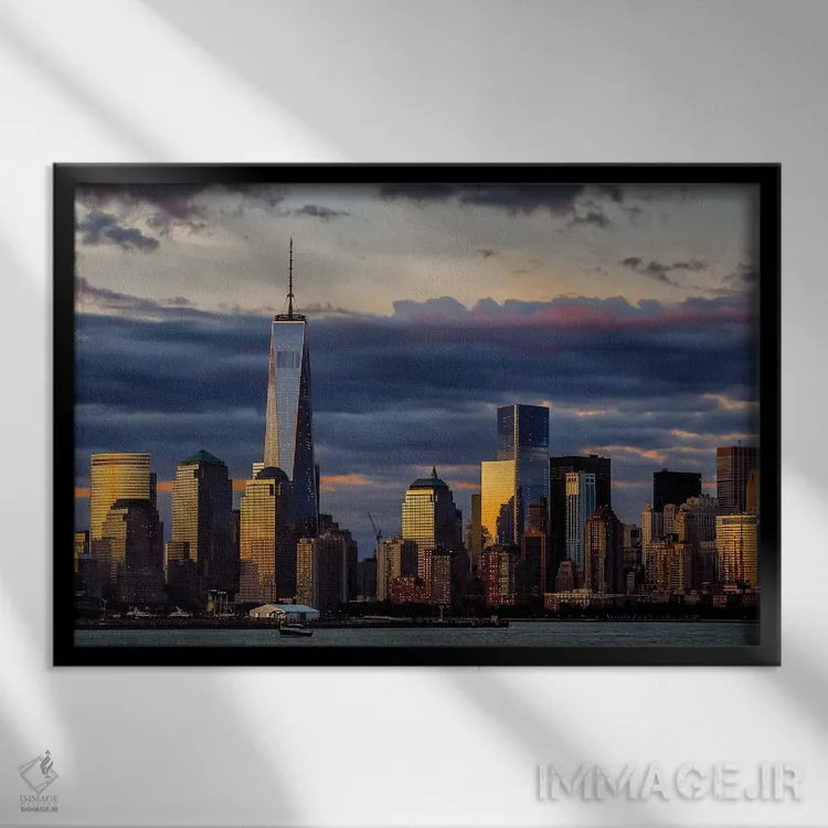 تابلو صبح در مرکز شهر اثر دیوید گارباورر - نمای قابدار مشکی