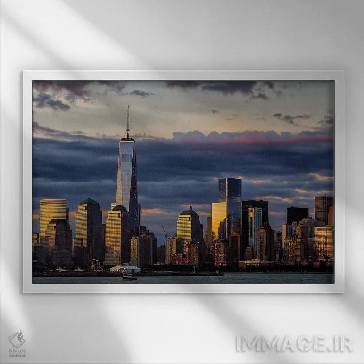 تابلو صبح در مرکز شهر اثر دیوید گارباورر - نمای قابدار سفید