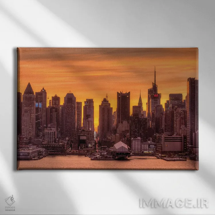 تابلو منهتن نارنجی اثر دیوید گارباورر - نمای روبهرو روی دیوار