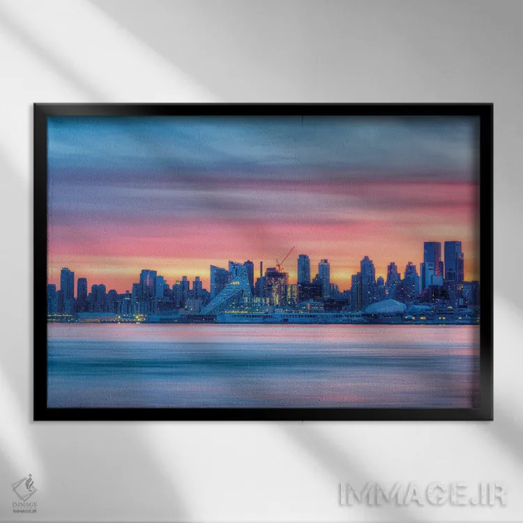 تابلو منهتن صورتی اثر دیوید گارباورر - نمای قابدار مشکی