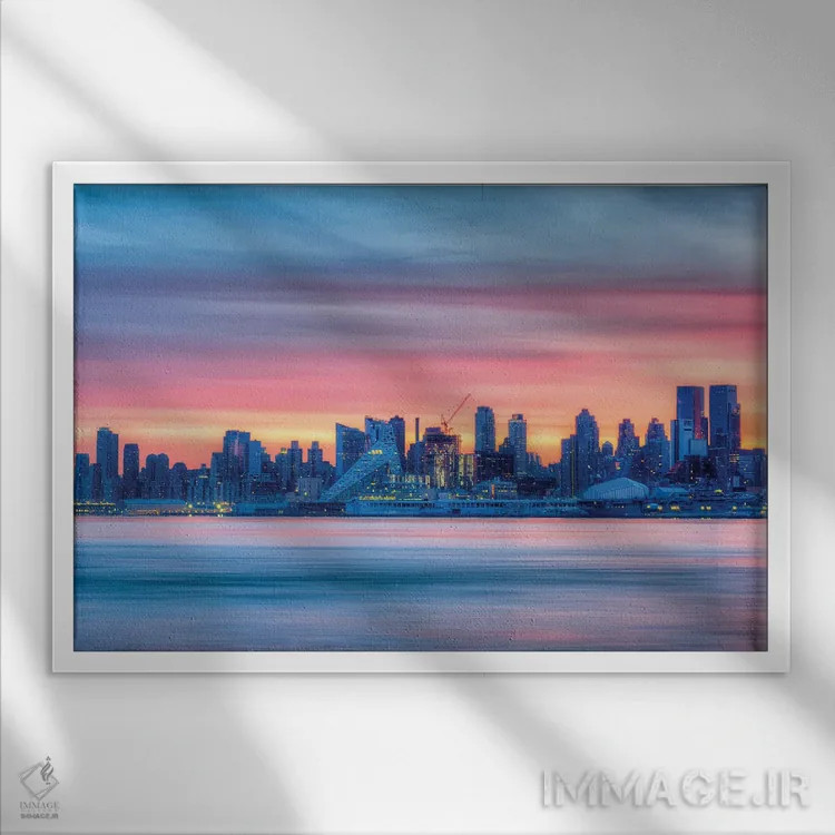 تابلو منهتن صورتی اثر دیوید گارباورر - نمای قابدار سفید