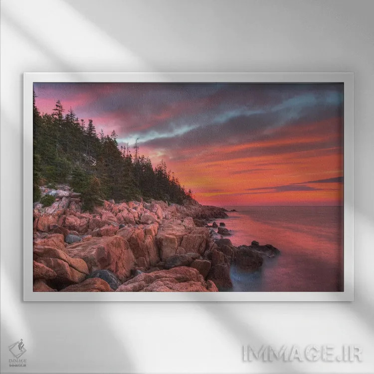 تابلو صبح مین (ایالت مین) اثر دیوید گارباورر - نمای قابدار سفید