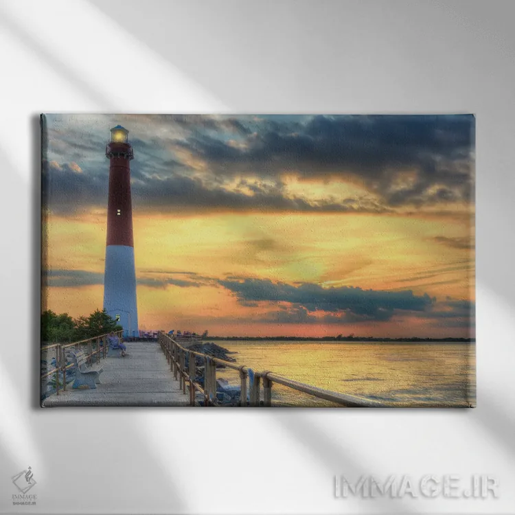 تابلو فانوس دریایی اولد بارنی (نام مشهور در نیوجرسی) اثر دیوید گارباورر - نمای روبهرو روی دیوار