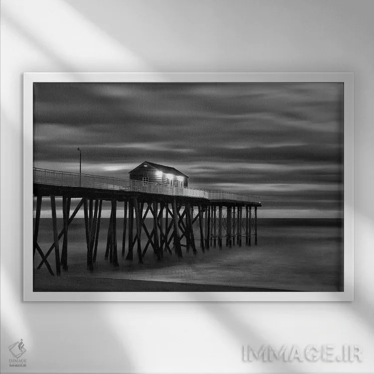 تابلو بلمار سیاه و سفید (نام ساحل در نیوجرسی) اثر دیوید گارباورر - نمای قابدار سفید