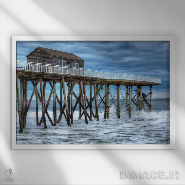 تابلو اسکلهی بلمار اثر دیوید گارباورر - نمای قابدار سفید