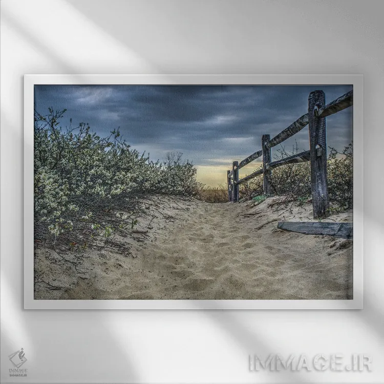 تابلو مسیر ساحلی اثر دیوید گارباورر - نمای قابدار سفید