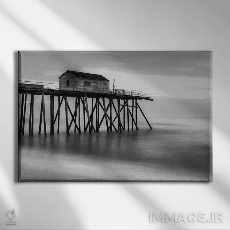 تابلو اسکلهٔ سیاه و سفید اثر دیوید گارباورر - نمای روبهرو روی دیوار