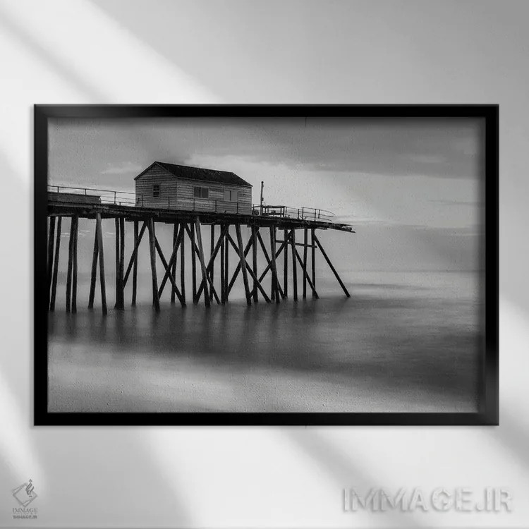 تابلو اسکلهٔ سیاه و سفید اثر دیوید گارباورر - نمای قابدار مشکی