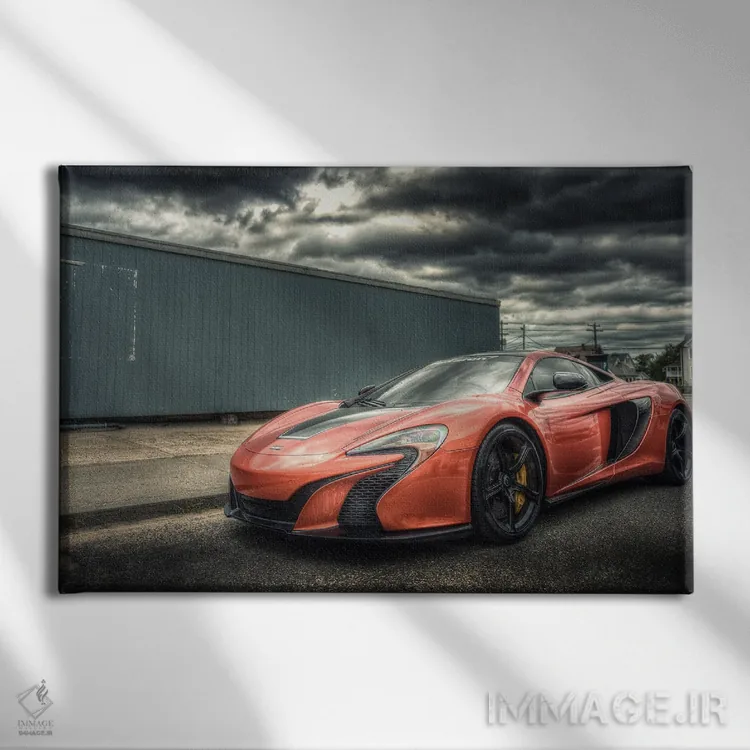 تابلو مکلارن (خودرو) اثر دیوید گارباورر - نمای روبهرو روی دیوار