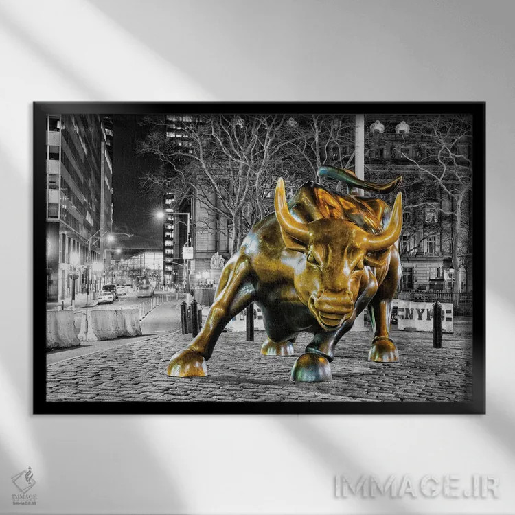 تابلو گاو نر عصبانی اثر دیوید گارباورر - نمای قابدار مشکی