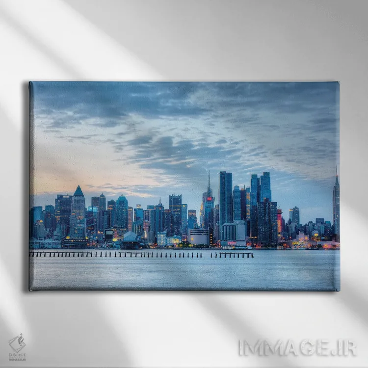 تابلو شهر آبی اثر دیوید گارباورر - نمای روبهرو روی دیوار