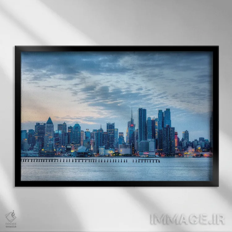 تابلو شهر آبی اثر دیوید گارباورر - نمای قابدار مشکی