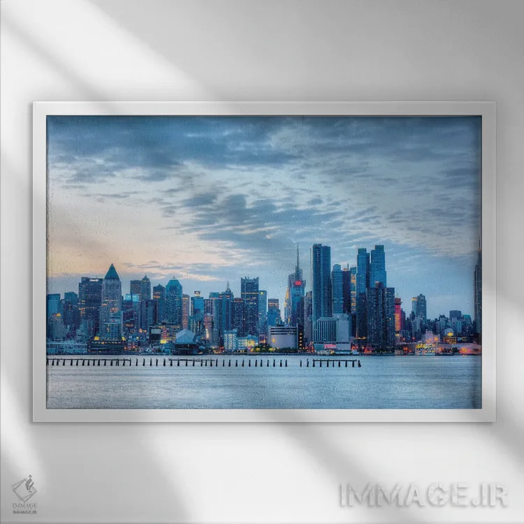 تابلو شهر آبی اثر دیوید گارباورر - نمای قابدار سفید