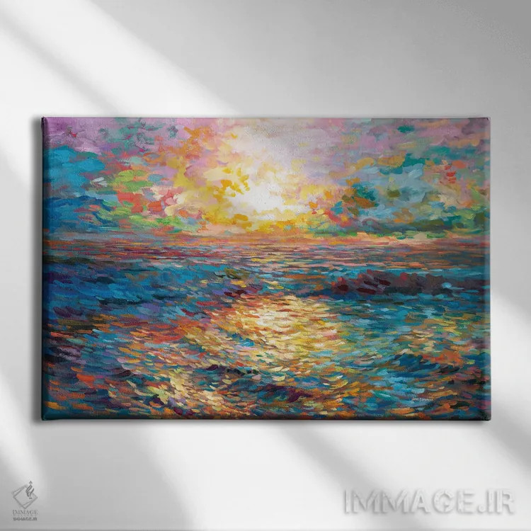 تابلو غروب آفتاب در میکونوس اثر لئون دوونیس - نمای روبهرو روی دیوار