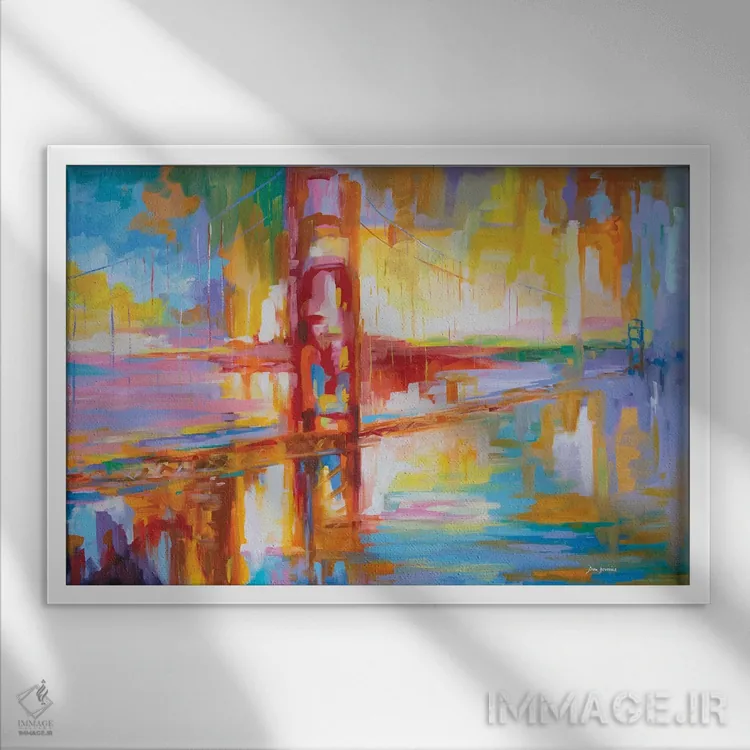 تابلو پل گلدن گیت اثر لئون دوونیس - نمای قابدار سفید