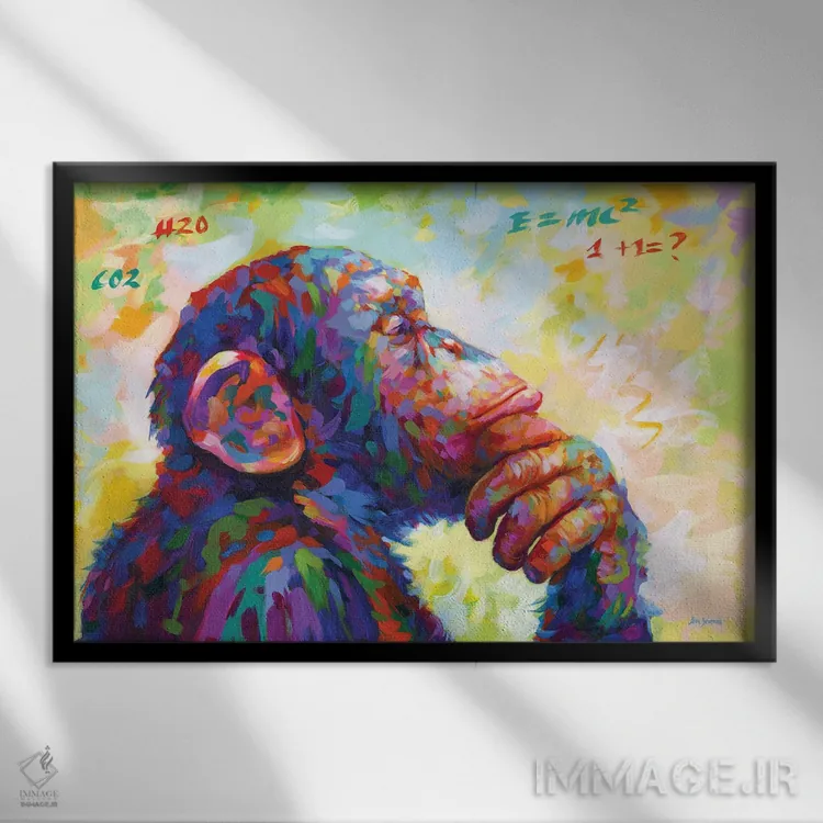تابلو میمون متفکر اثر لئون دوونیس - نمای قابدار مشکی