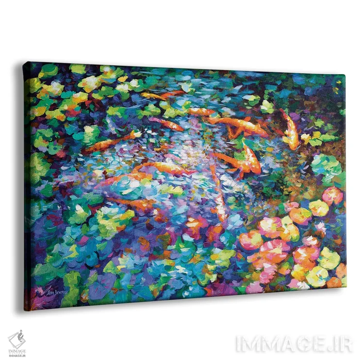 تابلو ماهی کوی و نیلوفرهای آبی ۲ اثر لئون دوونیس - نمای پرسپکتیو محصول