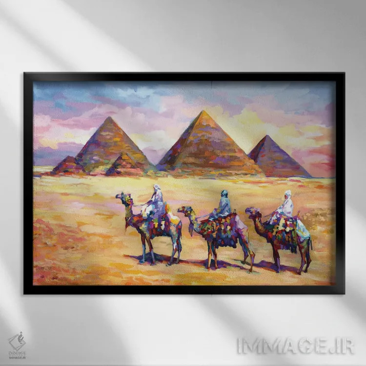 تابلو اهرام جیزه، مصر اثر لئون دوونیس - نمای قابدار مشکی