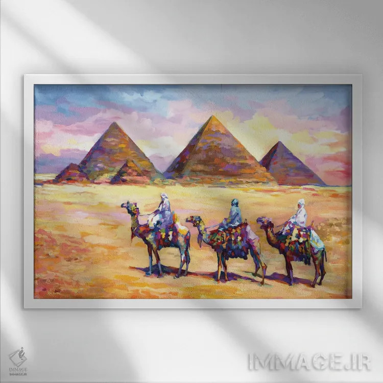 تابلو اهرام جیزه، مصر اثر لئون دوونیس - نمای قابدار سفید