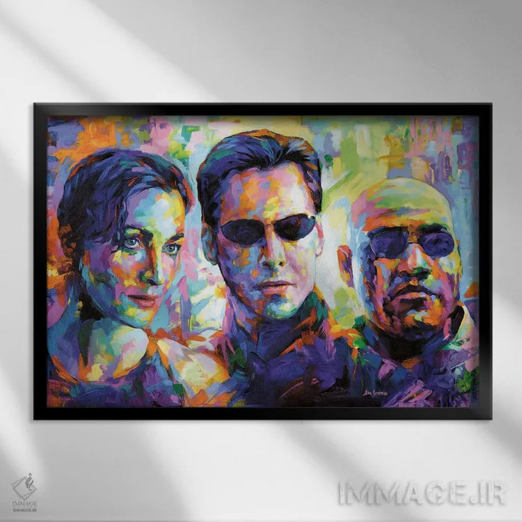 تابلو Trinity & Morpheus,نئو، ترینیتی و مورفئوس (ماتریکس) اثر لئون دوونیس - نمای قابدار مشکی