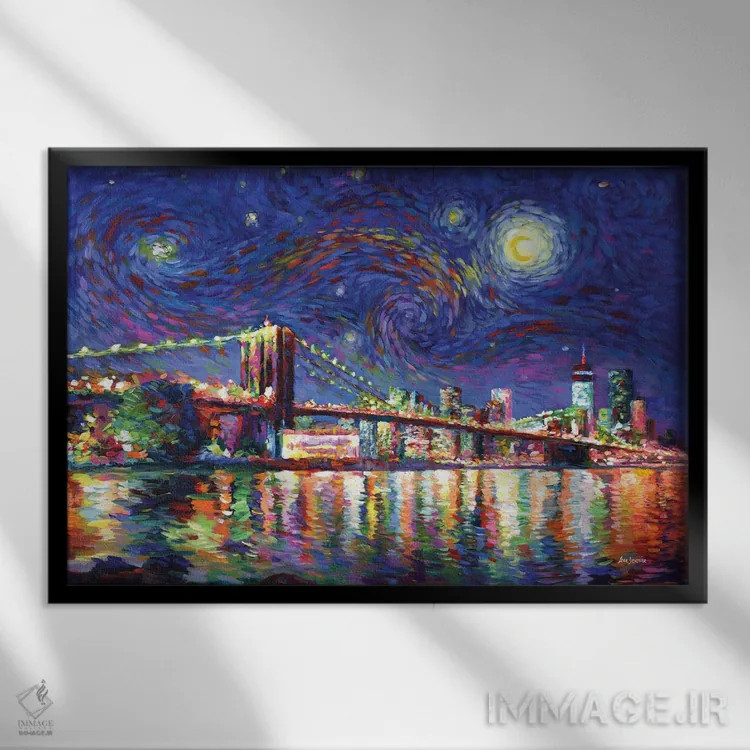 تابلو ون گوگ قطعاً پل بروکلین را دوست میداشت اثر لئون دوونیس - نمای قابدار مشکی