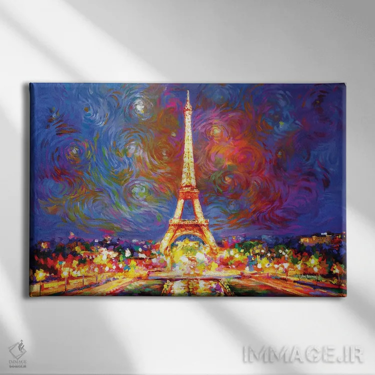 تابلو برج ایفل در شب اثر لئون دوونیس - نمای روبهرو روی دیوار