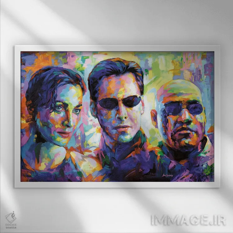 تابلو Trinity & Morpheus,نئو، ترینیتی و مورفئوس (ماتریکس) اثر لئون دوونیس - نمای قابدار سفید