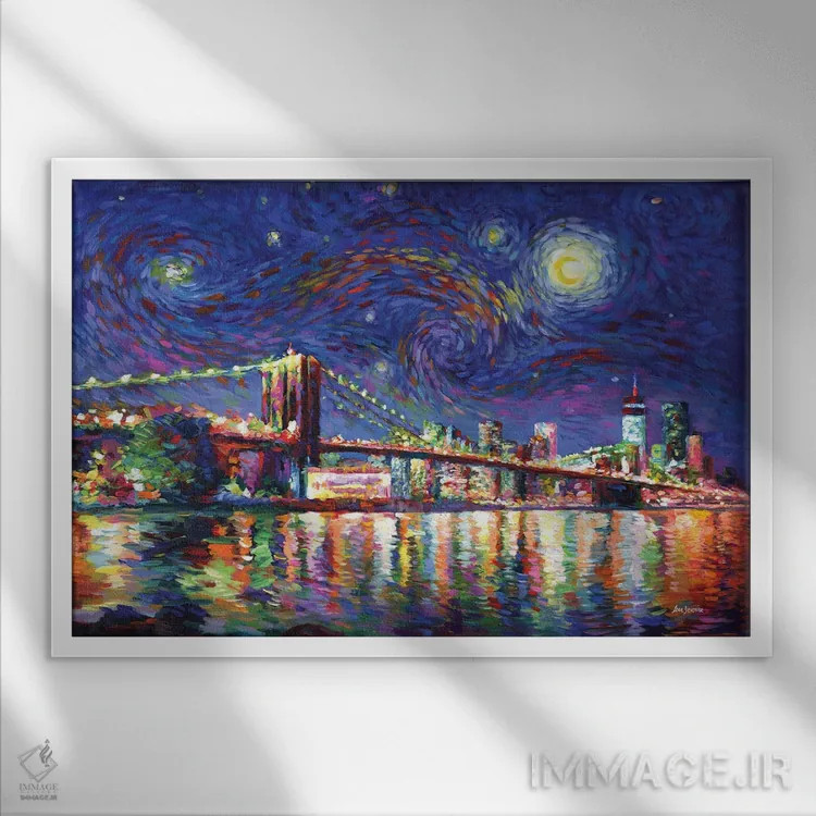 تابلو ون گوگ قطعاً پل بروکلین را دوست میداشت اثر لئون دوونیس - نمای قابدار سفید