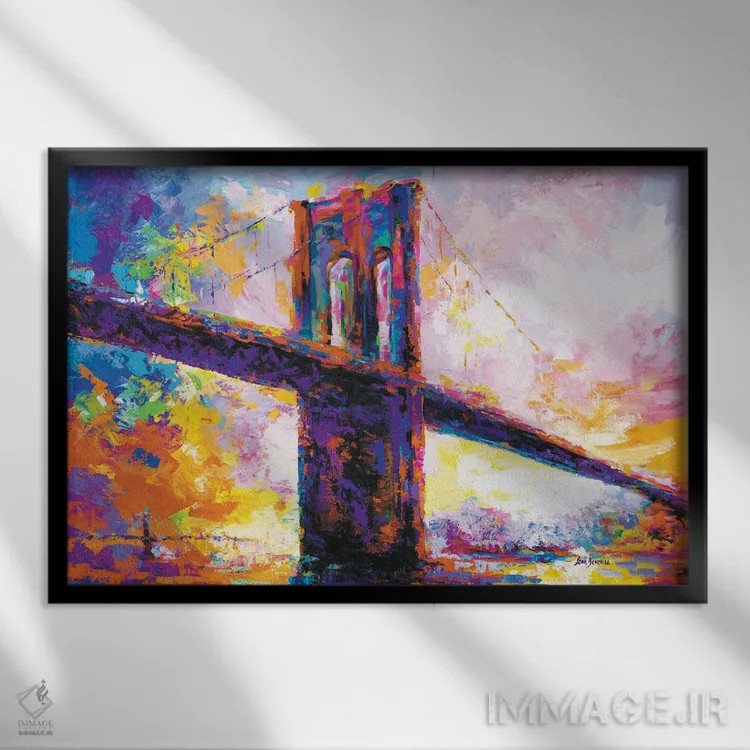 تابلو New York City,پل بروکلین، نیویورک اثر لئون دوونیس - نمای قابدار مشکی