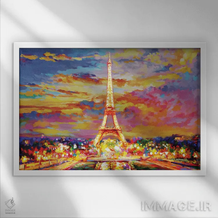 تابلو Paris,برج ایفل، پاریس اثر لئون دوونیس - نمای قابدار سفید