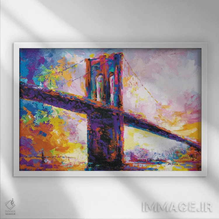 تابلو New York City,پل بروکلین، نیویورک اثر لئون دوونیس - نمای قابدار سفید