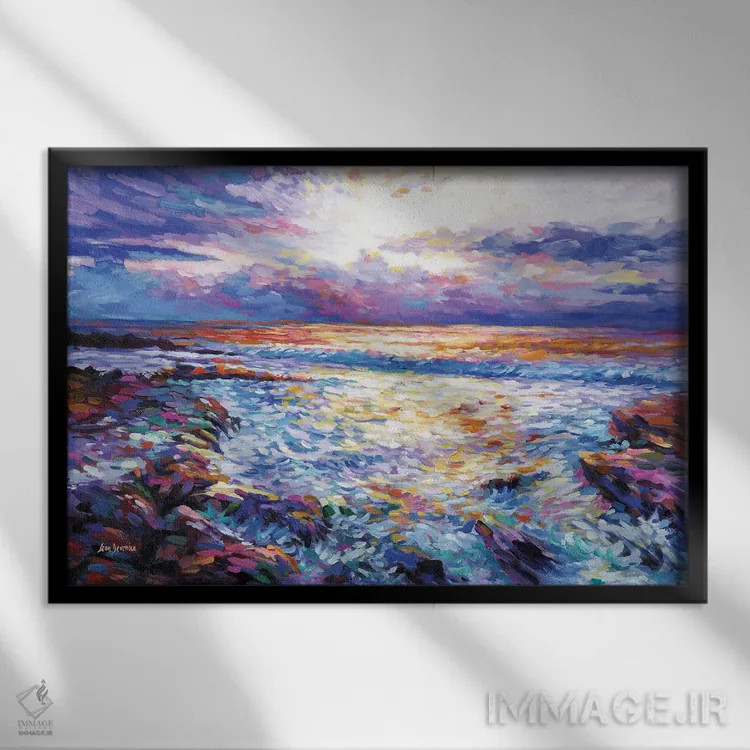 تابلو تأمل در کنار دریا اثر لئون دوونیس - نمای قابدار مشکی