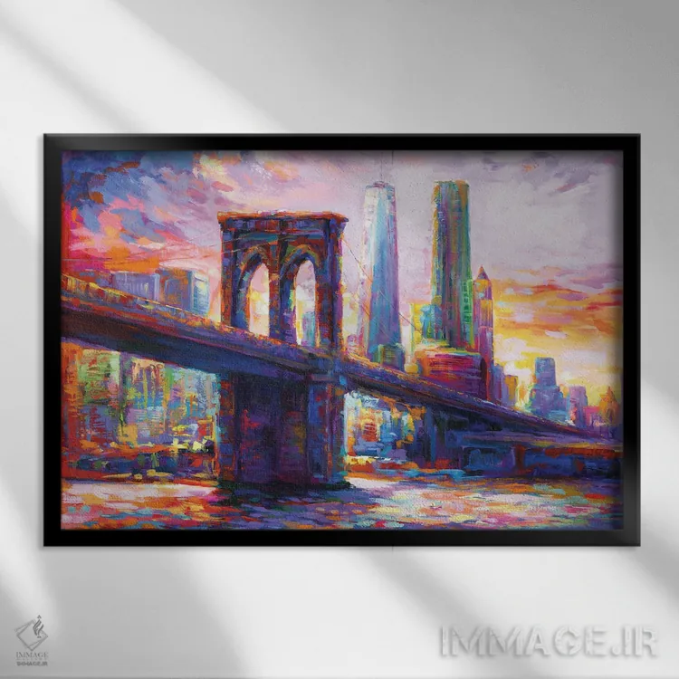 تابلو New York City II,پل بروکلین، نیویورک ۲ اثر لئون دوونیس - نمای قابدار مشکی