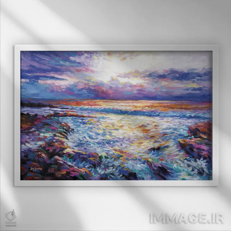 تابلو تأمل در کنار دریا اثر لئون دوونیس - نمای قابدار سفید