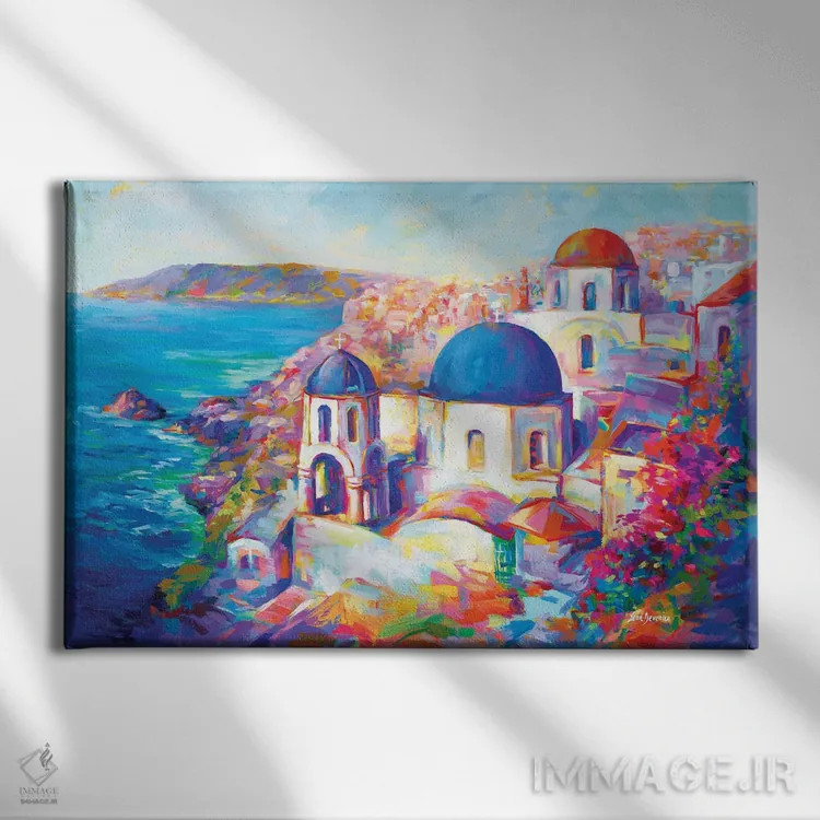 تابلو Greece,سانتورینی، یونان اثر لئون دوونیس - نمای روبهرو روی دیوار