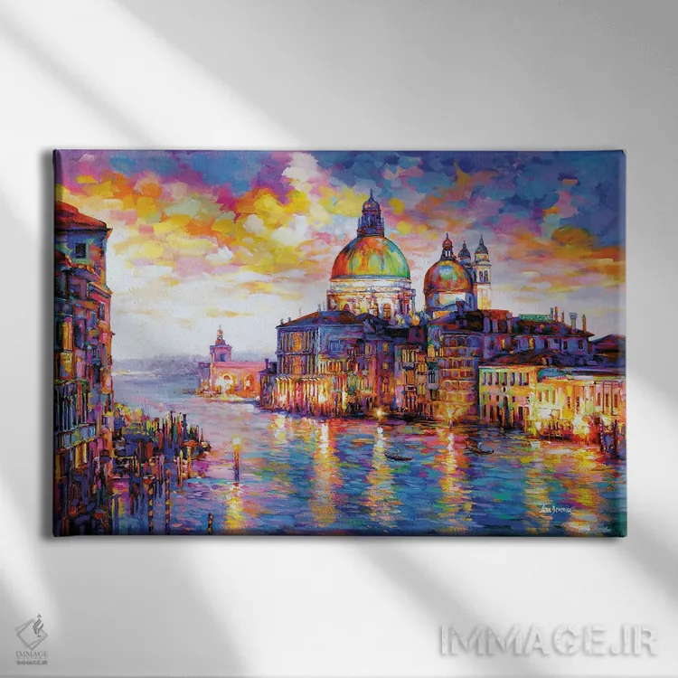 تابلو Venice, Italy,کانال بزرگ و کلیسای سانتا ماریا دلا سالوته، ونیز، ایتالیا اثر لئون دوونیس - نمای روبهرو روی دیوار