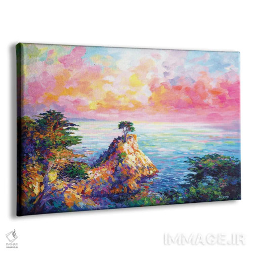 تابلو California,درخت سرو تنها در پبل بیچ، کالیفرنیا اثر لئون دوونیس - نمای پرسپکتیو محصول