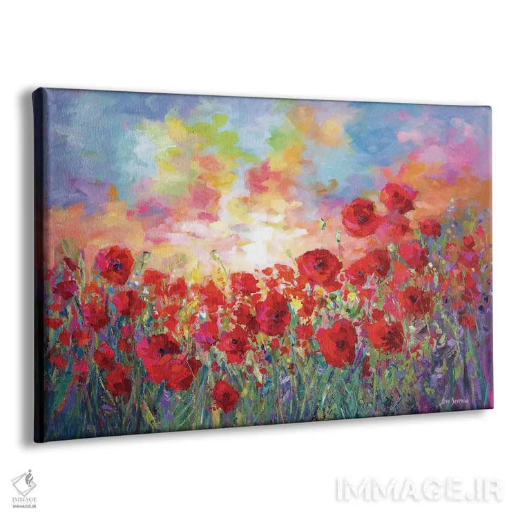 تابلو مزرعه گل شقایق اثر لئون دوونیس - نمای پرسپکتیو محصول
