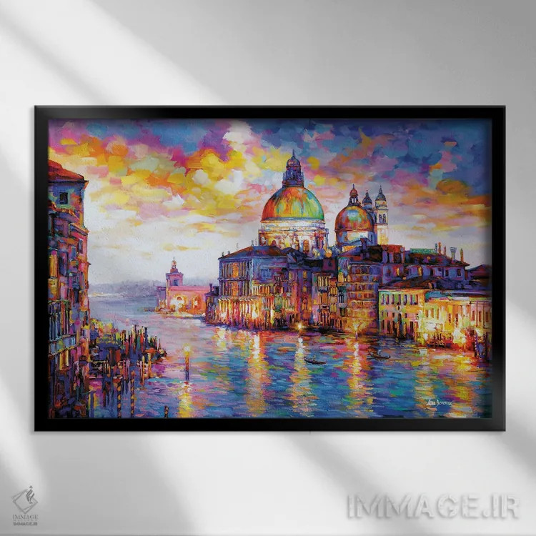 تابلو Venice, Italy,کانال بزرگ و کلیسای سانتا ماریا دلا سالوته، ونیز، ایتالیا اثر لئون دوونیس - نمای قابدار مشکی