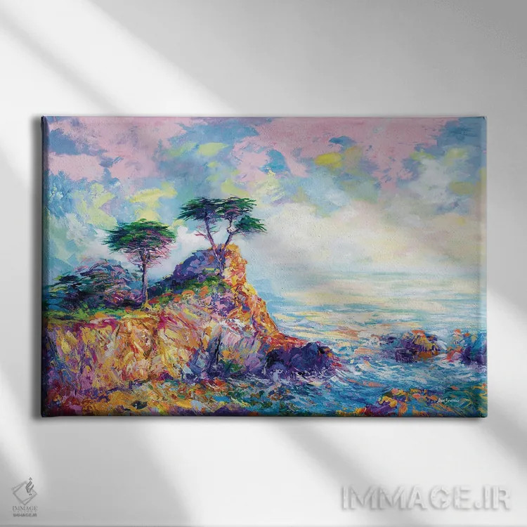 تابلو California II,درخت سرو تنها در پبل بیچ، کالیفرنیا ۲ اثر لئون دوونیس - نمای روبهرو روی دیوار