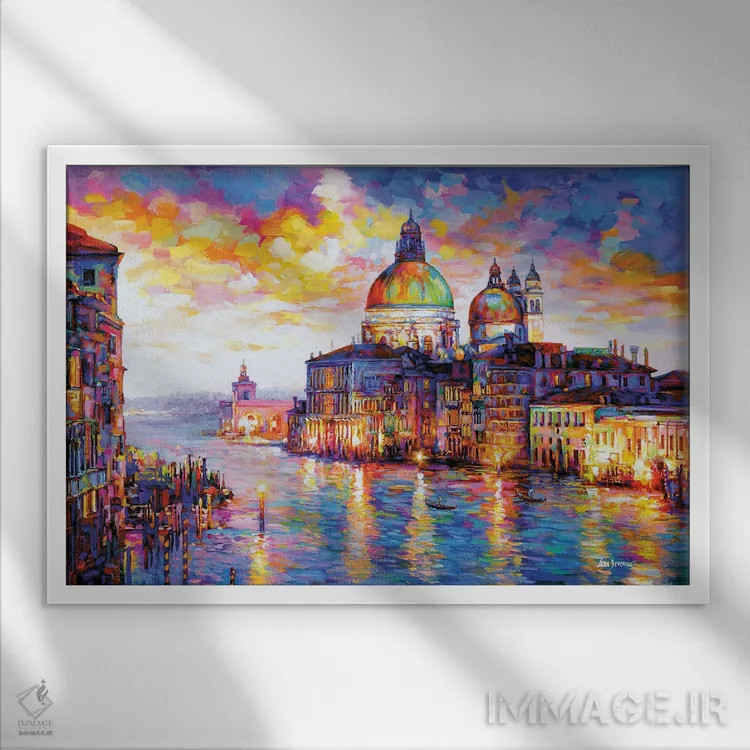 تابلو Venice, Italy,کانال بزرگ و کلیسای سانتا ماریا دلا سالوته، ونیز، ایتالیا اثر لئون دوونیس - نمای قابدار سفید