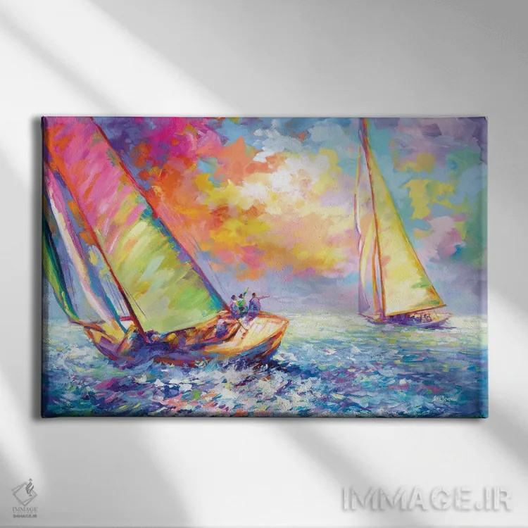 تابلو مسابقه قایقهای بادبانی اثر لئون دوونیس - نمای روبهرو روی دیوار